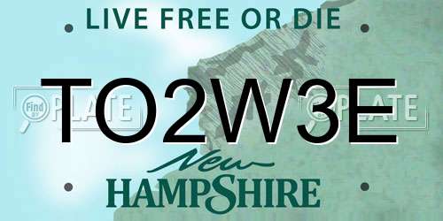 TO2W3E New Hampshire License Plate