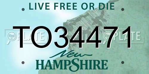 TO34471 New Hampshire License Plate