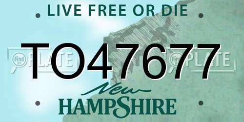 TO47677 New Hampshire License Plate