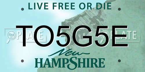 TO5G5E New Hampshire License Plate