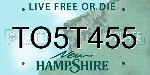 TO5T455 New Hampshire License Plate