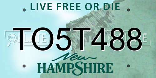TO5T488 New Hampshire License Plate
