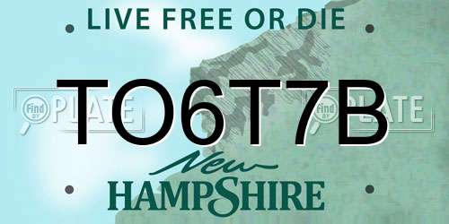 TO6T7B New Hampshire License Plate
