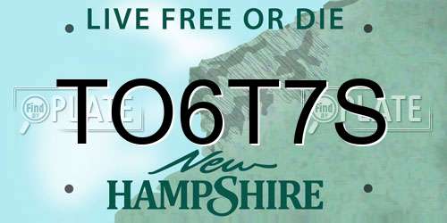 TO6T7S New Hampshire License Plate