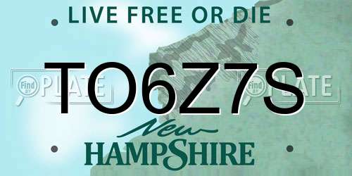 TO6Z7S New Hampshire License Plate