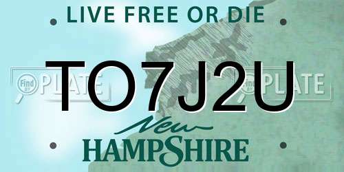 TO7J2U New Hampshire License Plate