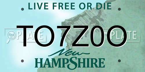 TO7Z0O New Hampshire License Plate