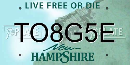 TO8G5E New Hampshire License Plate