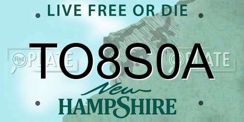 TO8S0A New Hampshire License Plate