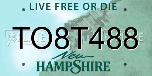 TO8T488 New Hampshire License Plate