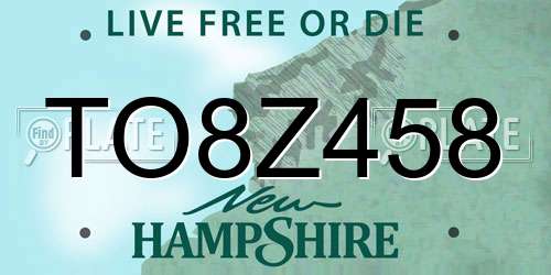 TO8Z458 New Hampshire License Plate