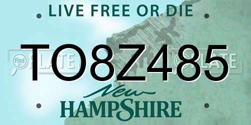TO8Z485 New Hampshire License Plate