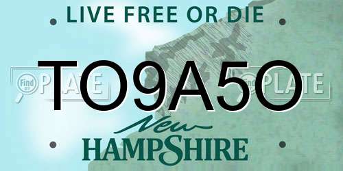 TO9A5O New Hampshire License Plate