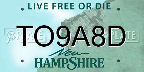TO9A8D New Hampshire License Plate