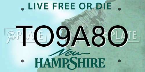 TO9A8O New Hampshire License Plate