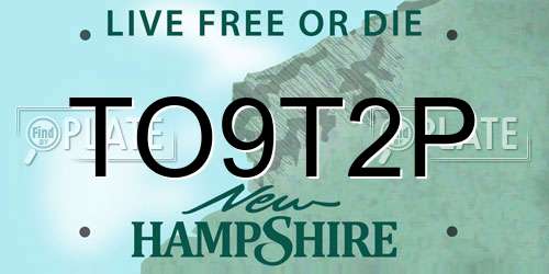 TO9T2P New Hampshire License Plate