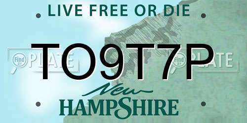 TO9T7P New Hampshire License Plate