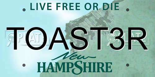 TOAST3R New Hampshire License Plate