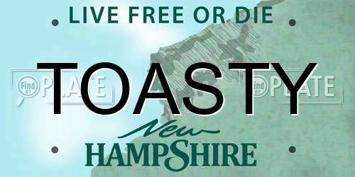 TOASTY New Hampshire License Plate