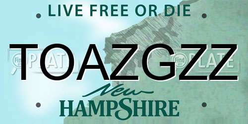 TOAZGZZ New Hampshire License Plate