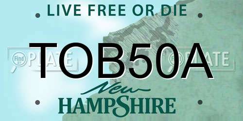 TOB50A New Hampshire License Plate