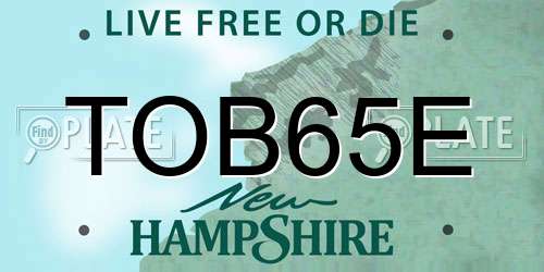 TOB65E New Hampshire License Plate