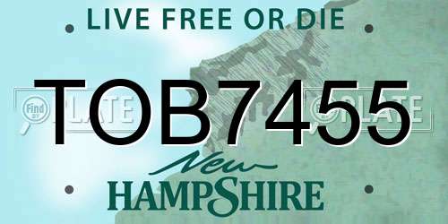 TOB7455 New Hampshire License Plate