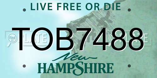 TOB7488 New Hampshire License Plate