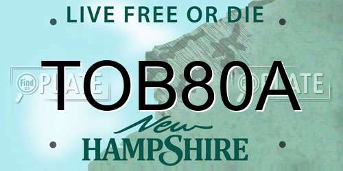 TOB80A New Hampshire License Plate