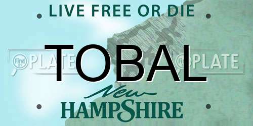 TOBAL New Hampshire License Plate