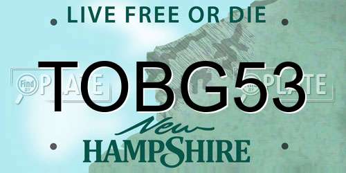 TOBG53 New Hampshire License Plate