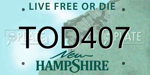 TOD407 New Hampshire License Plate