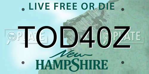 TOD40Z New Hampshire License Plate