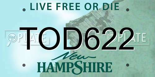 TOD622 New Hampshire License Plate