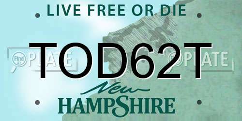 TOD62T New Hampshire License Plate
