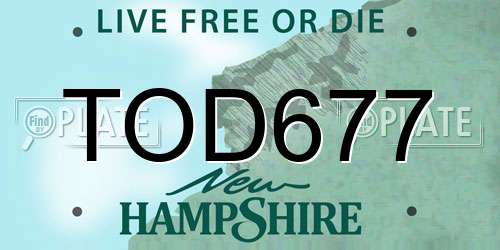 TOD677 New Hampshire License Plate
