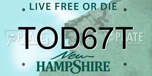 TOD67T New Hampshire License Plate