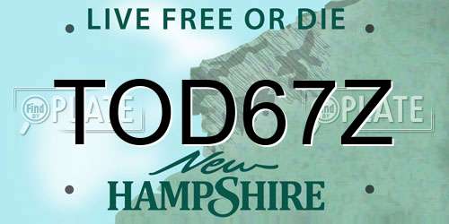 TOD67Z New Hampshire License Plate