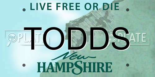 TODDS New Hampshire License Plate