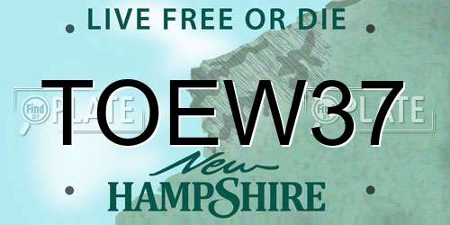 TOEW37 New Hampshire License Plate