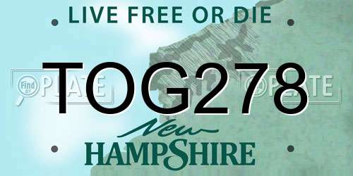 TOG278 New Hampshire License Plate