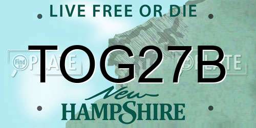 TOG27B New Hampshire License Plate