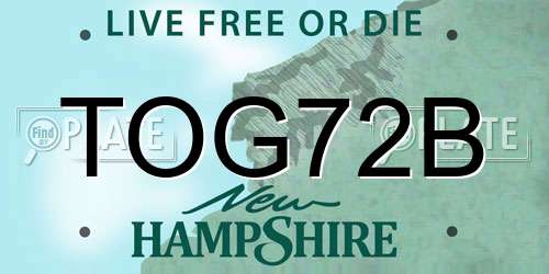 TOG72B New Hampshire License Plate