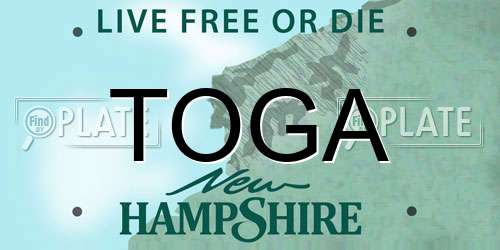 TOGA New Hampshire License Plate