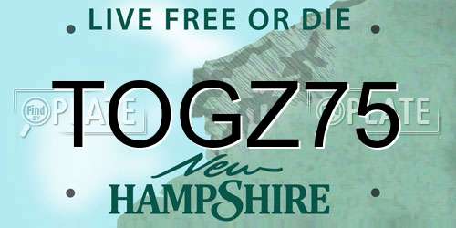 TOGZ75 New Hampshire License Plate
