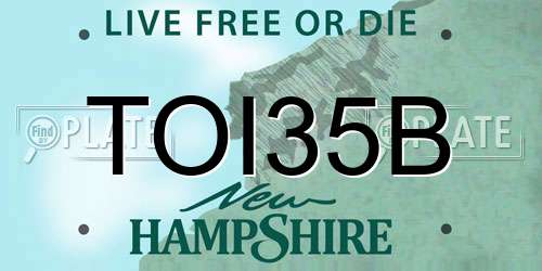 TOI35B New Hampshire License Plate