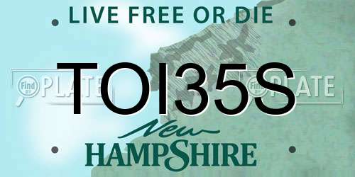 TOI35S New Hampshire License Plate