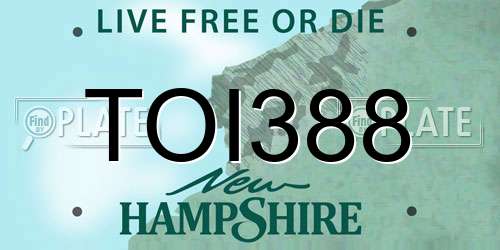 TOI388 New Hampshire License Plate
