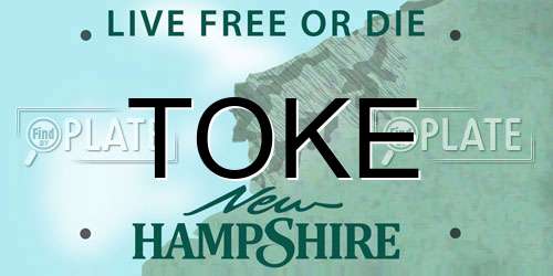 TOKE New Hampshire License Plate