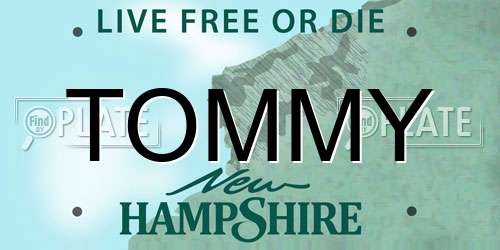 TOMMY New Hampshire License Plate